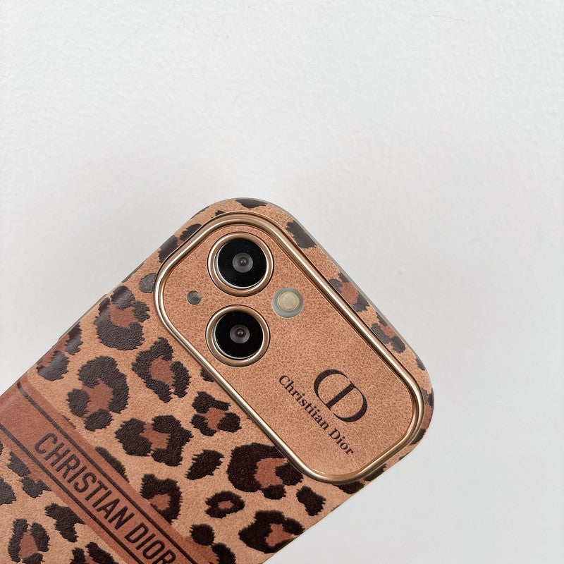 CD Brown Color Leather iPhone Case