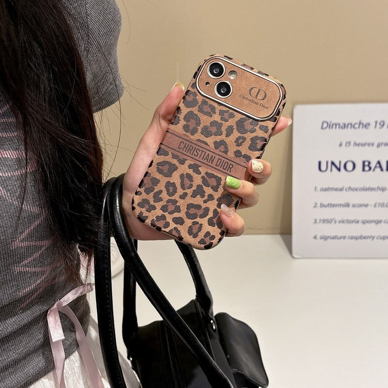 CD Brown Color Leather iPhone Case
